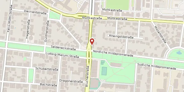 Karte der Umgebung von Blücherstr. 11, 76185 Karlsruhe