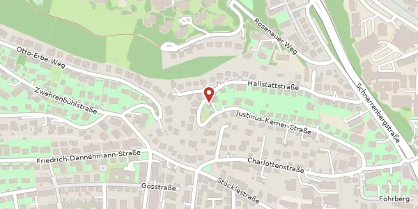 Karte der Umgebung von Hallstattstraße 37, 72070 Tübingen