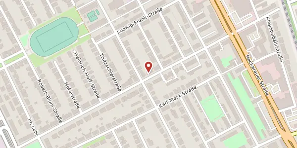 Karte der Umgebung von Niederfeldstraße 77, 68199 Mannheim