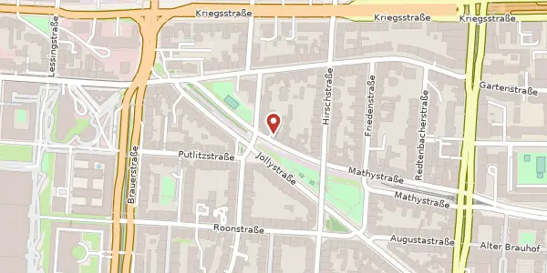 Karte der Umgebung von Mathystraße 44, 76133 Karlsruhe