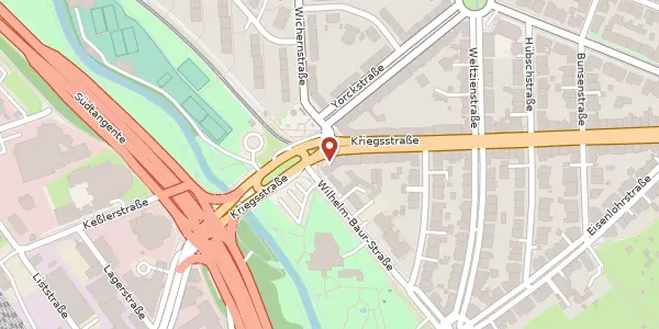 Karte der Umgebung von Kriegsstrasse 191, 76135 Karlsruhe