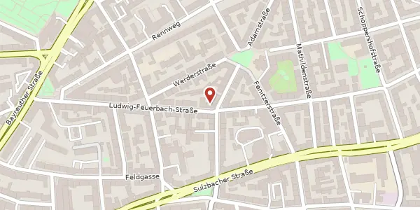 Karte der Umgebung von Ludwig-Feuerbach-Str. 37, 90489 Nürnberg