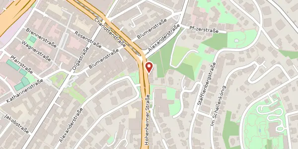 Karte der Umgebung von Hohenheimer Straße 7, 70184 Stuttgart
