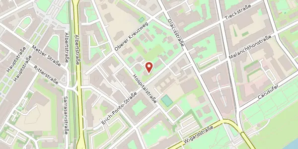 Karte der Umgebung von Unterer Kreuzweg 1, 01097 Dresden