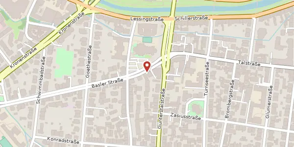 Karte der Umgebung von Basler Straße 4, 79100 Freiburg im Breisgau