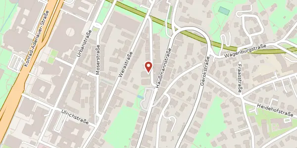 Karte der Umgebung von Kernerstraße 50, 70182 Stuttgart