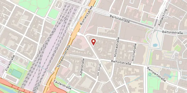 Karte der Umgebung von Wilhelmstraße 38, 79098 Freiburg im Breisgau