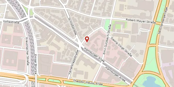 Karte der Umgebung von Hamburger Allee 26-28, 60486 Frankfurt