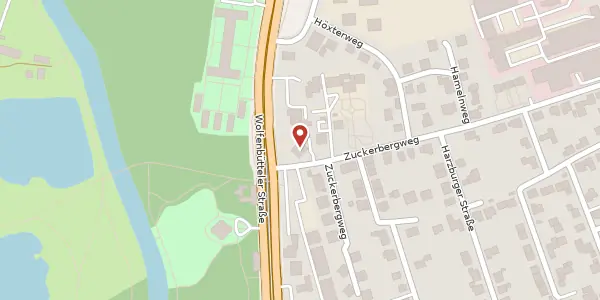 Karte der Umgebung von Zuckerbergweg 1, 38124 Braunschweig