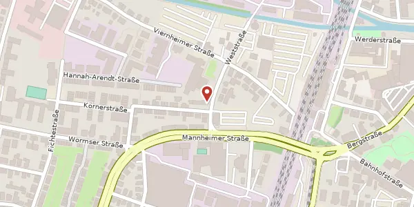 Karte der Umgebung von Weststraße 24, 69469 Weinheim