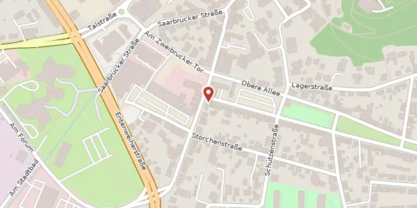 Karte der Umgebung von Zweibrücker Straße 26, 66424 Homburg