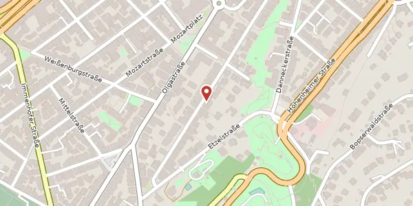 Karte der Umgebung von Alexanderstraße 129, 70180 Stuttgart