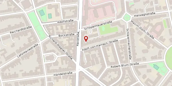 Karte der Umgebung von Adolf-von-Harnack-Str. 1, 06114 Halle (Saale)