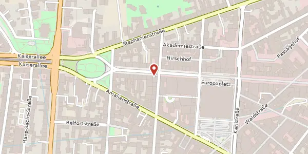 Karte der Umgebung von Kaiserstraße 231-233, 76133 Karlsruhe