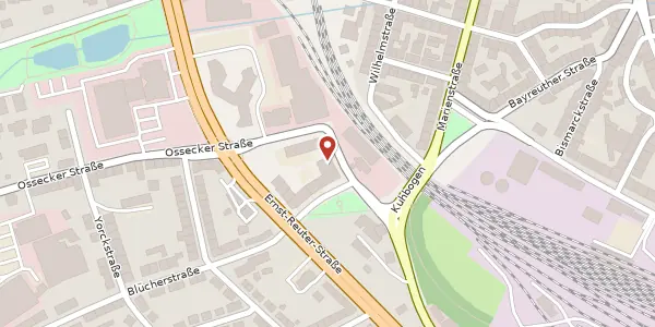Karte der Umgebung von Ossecker Straße 1, 95030 Hof (Innenstadt)