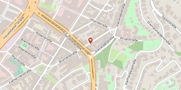 Karte der Umgebung von Blumenstraße 32, 70182 Stuttgart
