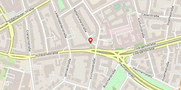 Karte der Umgebung von Hufelandstr. 2, 45147 Essen