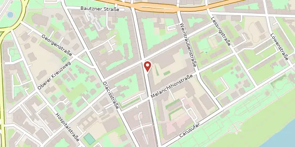 Karte der Umgebung von Hoyerswerdaer Straße 20, 01099 Dresden