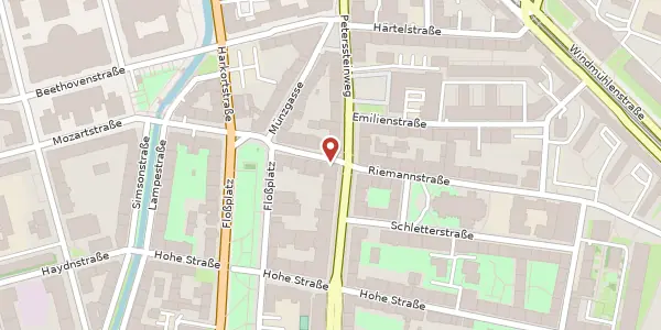 Karte der Umgebung von Riemannstraße 29 b, 04107 Leipzig