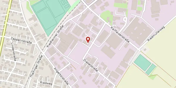 Karte der Umgebung von Raiffeisenstraße 20, 89129 Langenau