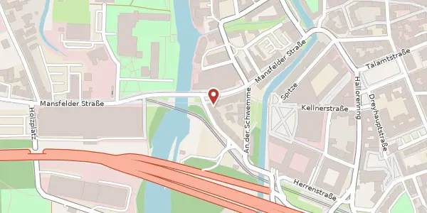 Karte der Umgebung von Mansfelder Str. 13, 06108 Halle (Saale)